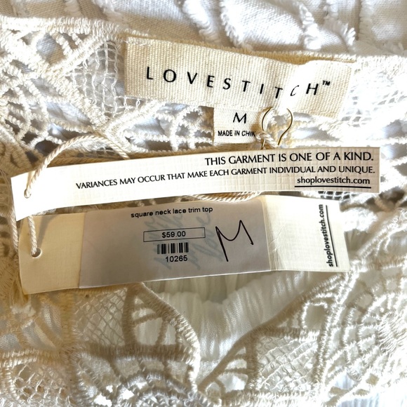NWT Lovestitch Boho Square Neck Lace Trim Top Size Medium - Picture 4 of 7